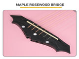 Matte Pink 38-inch Acoustic Guitar with Picks, Strings, Capo, Case, Tuner, and Strap 05427433