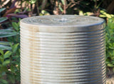 44" Tall Large Modern Cylinder Ribbed Tower Water Fountain With Rustic Base, Contemporary Antique W2078125153