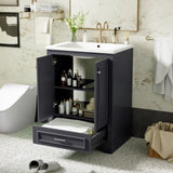 24'' Bathroom Vanity with Ceramic Sink Combo, Modern Freestanding Storage Cabinet with Silver N710P194893C