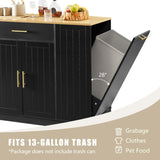 53 inch Large Kitchen Island with Trash Can Storage Cabinet, Islands Table with Drawer and 49404211