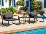 3-Piece Outdoor Wicker Rocking Chair Set, Patio Conversation Furniture with Tempered Glass Side 11188806