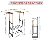 ZUN 1pc, with wheels independent clothes rack , laundry drying rack, foldable and adjustable length, 61316635