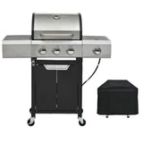Propane Grill 3 Burner Barbecue Grill Stainless Steel Gas Grill with Side Burner and Cover for W1650P205086