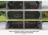 10' x 13' Outdoor Gazebo Aluminum Frame Double Roof Shelter with Netting & Curtains for Patio 13114202