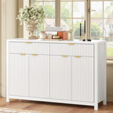 Modern Wave-Pattern Sideboard Cabinet with 2 Drawers and 4 Doors, 3-Level Adjustable Shelves, N711P269068K