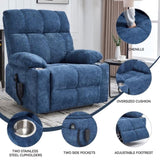 Blue Dual Motor Infinite Position Up to 350 LBS Chenille Power Lift Recliner Chair, Heavy Duty W3224P290205
