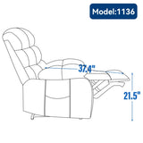 ZUN 23" Seat Width and High Back Large Size Blue Chenille Power Lift Recliner Chair with 8-Point W1803109170