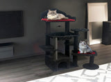 Black Gothic Cat Tree, Multi-Level Spooky Cat Tree with Scratching Posts, Perches, Hammock, and Cat 47364737