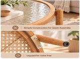 2-Tier Round Coffee Table, Water Ripple Glass Top, PE Rattan & Iron Frame, 74133085