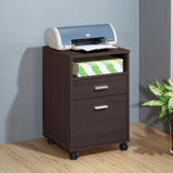 Home office desk with modesty panel and detached cabinet on locking wheels with two drawers B107P283305