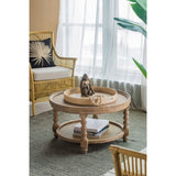 D29.7" x 16.5"Round 2-Tiered Side Tabel, Natural End Tabel for Lving Room Bedroom Entryway, Brown W2078P155914