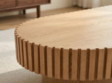 Oval Coffee Table,Mid Century Modern Fluted Coffee Table with Pedestal, Classic Wood Coffee Table W3204P476731
