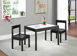 ZUN Gibson 3-Piece Dry Erase Kids Table & Two Chair Set, Black B022P174727