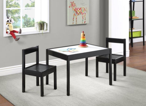 ZUN Gibson 3-Piece Dry Erase Kids Table & Two Chair Set, Black B022P174727