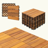 27pcs Acacia Wood Interlocking Flooring Tiles Waterproof Flooring for Outdoor & Indoor Patio, T3839P363040