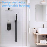 Rainfall Shower System With Storage Rack 10 inch Shower Faucet Set Brushed Nickel High Pressure 14388106
