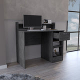 Computer Desk with Top Open Shelf, 1-Drawer and 2-Storage Shelves, Smokey Oak B097133208