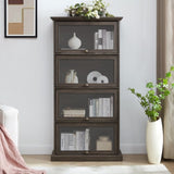 Glass display cabinet 4 Tier Glass Display Cabinet Storage Curio Cabinet with Flip up Glass Doors, W2275P206601