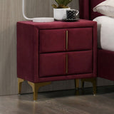 Red And Gold Coated 1pc Nightstand Bar Pull Handle Fully Upholstered Flannelette Classy Bedroom B2741P350273