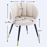 ZUN Off-White Velvet lounge chair, black metal feet, unique back design, suitable for office, living W117064092
