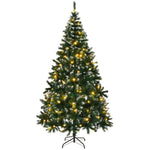 ZUN 7 FT Snow Tipped Artificial Christmas Tree with DIY 150 Warm Lights, Remote Control, 1100 Branch 78856463