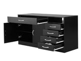 MDF With Triamine Double Doors And Five Drawers Bathroom Cabinet Black 42835201
