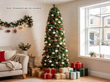 7FT Narrow Pencil Artificial Christmas Tree , Pre-Lit Warm White LEDs, Flame-Retardant PVC, Easy 83805445