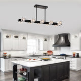 Rectangle Chandelier for Dining Room, 8-Light Black Farmhouse Linear Pendant Light Fixture, Modern W1592P232225