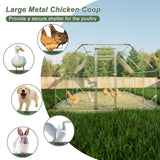 ZUN 10 ft. x 20 ft. Galvanized Large Metal Walk in Chicken Coop Cage Farm Poultry Run Hutch Hen House W2505P188286