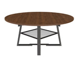 47 Inch Extendable Round Dining Table for 4-8 with Storage, Walnut Finish Circle Dining Table with 25685087