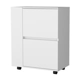 FM FURNITURE Logan Bar Cart with Two Cabinets and Open Shelves, White B128P321070