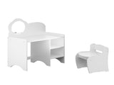 Kids Vanity Table with Mirror and Chair, Wooden Children's Dressing Makeup Desk with Storage 08531449