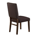 ZUN Chocolate Brown Color Fabric Upholstered Side Chairs 2pc Set Walnut Finish Wooden Frame Dining B01156175