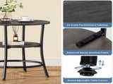 2-Tier Round Side TableSpace-Saving End Table for Small Living Room & BedroomWood Grain Gray 28096789