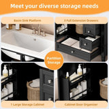 30 Inch Vanity with Ceramic Sink, Grey with 3 Drawers, Solid Wood Frame Modern N710P247499B