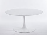 42.1" White Color Top Tulip Table, Mid-century Dining Table for 4-6 People - Round MDF Table Top W234P351011
