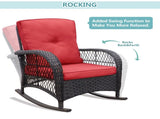 3 Pieces Conversation Set, Outdoor Wicker Rocker Patio Bistro Set, Rocking Chair with Glass Top Side W1889P500208