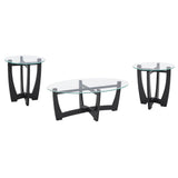 48 Inch Oval Glass Coffee, Black Round Coffee Center with Glass Top, Small Coffee W487P317842
