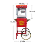 ZUN Kaitu Popcorn Machine with Cart – 8oz Popper with Stainless-steel Kettle, Heated Warming Deck, and W2841P218154