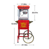 ZUN Kaitu Popcorn Machine with Cart – 8oz Popper with Stainless-steel Kettle, Heated Warming Deck, and W2841P218154