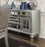 Sparkling Silver Finish Mirrored 1pc Server of 5x Drawers 2x Cabinets Ultra-Modern Style Dining Room B01190822