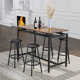 5-Piece Kitchen Counter Height Table Set, Bar Table with 4 Stools W57863979