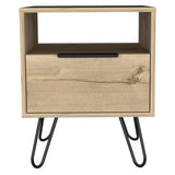 Augusta Nightstand , End Table, Side Table Single Door Cabinet, Hairpin Legs -Light Oak B20092073