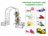 Metal Garden Arch with two plant stands 79.5'' Wide x 86.6'' High Climbing Plants Support Rose Arch W158681135
