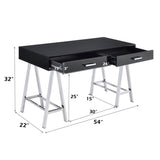 Coleen Black High Gloss & Chrome Finish Writing Desk B2726P315589