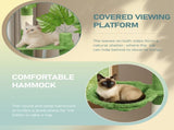 48in Plush Cat Tree with Leaves, Multi-level Cat Tower with Cat Condo, Cozy Hammock, Sisal 44394906