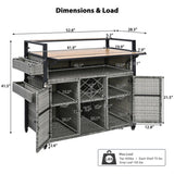 K&K 52.8"W Wicker Outdoor Grill Cart with Extended Plastic Wood Table Top, Rolling Kitchen Island on N707P233747G