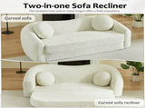 86-inch Curved Convertible Sofa Recliner, 2-in-1 Frameless Folding Sofa Bed with Pull-Out Base and W3505P452816
