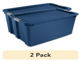 (2 pack) 45 Gallon Extra-Large Wheeled Storage Bin, Plastic Storage Container with Latch Lid & 87901428