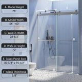 56 to 60 in. W x 76 in. H Double Sliding Frameless Soft-Close Shower Door, Premium 3/8 Inch W1573126518